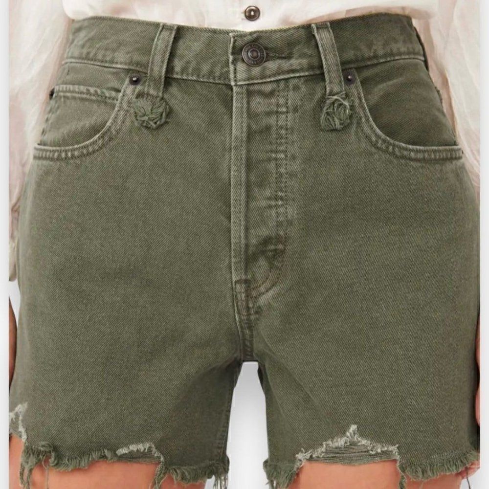 Free People We The Free Makai Ripped Cutoff Shorts In Army
